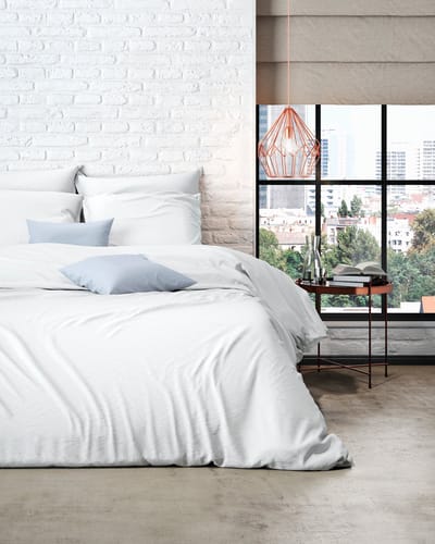 Mistral Home - DEKBEDOVERTREK - percale - 140 x 200 cm + 65 x 65 cm - eenpersoons - effen kleur - wit