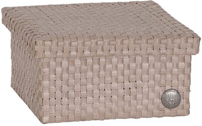 Handed by - Opbergbox met deksel – Woonkamer, slaapkamer, kinderkamer, babykamer, kantoor - Cube Basket small - lichtbruin - caffè latte