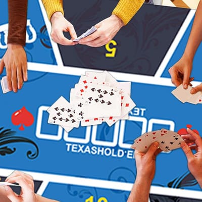 Pokertafelmat - Speelmat Kaartspel - Kaartspellen Spelen - Antislip Rubberen Onderkant - 100x50cm - Blauw Groen