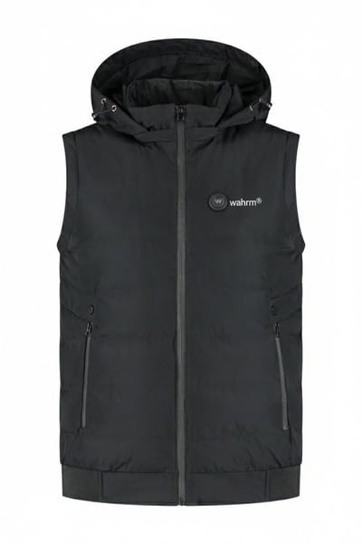 Wahrm Verwarmde Bodywarmer Heren met Afritsbare Capuchon – Infrarood Verwarmde Kleding – 6 Warmtezones – 3 Warmtestanden – Incl. 10.000 mAh Powerbank – Zwart