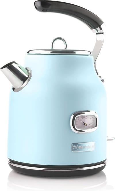 Westinghouse Retro Waterkoker – 1,7L – Elektrische Waterkoker – BPA-vrij – Met Kalkfilter – 2200W – Blauw