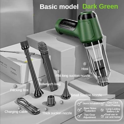 13000 Pa draadloze auto-stofzuiger borstelloze motor handheld auto draadloze mini draagbare stofzuiger voor auto thuis huisdieren schoonmaken groen