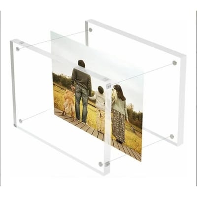 Cadre Photo Acrylique Cristal Transparent Sans Cadre Double Face Autoportant pour Bureau white
