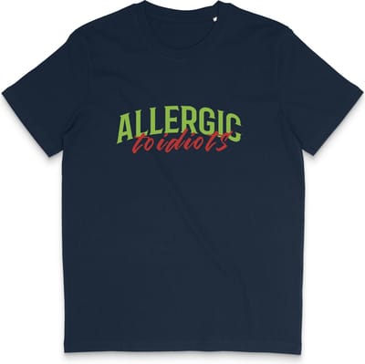 T Shirt Heren Dames - Grappige Tekst: Allergisch voor Idioten - Blauw - XS