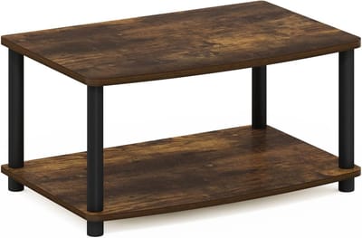 Luxiba - Turn-N-Tube 2-laags verhoogd tv-meubel, amber/zwart grenenhout