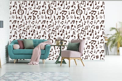 Behang - Fotobehang Muzieknoten - Patronen - Muziek - Breedte 385 cm x hoogte 240 cm