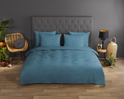 Good Morning dekbedovertrek effen kleur - 2 persoons 200x200/220 cm - Adria Blauw - 100% Katoen renforc�