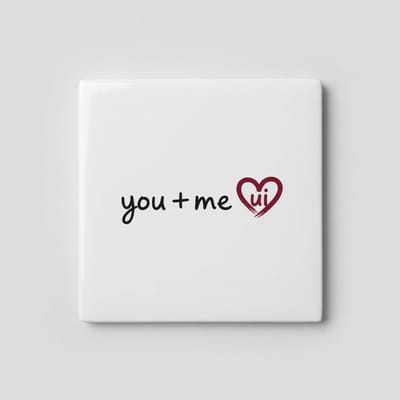 You + Me – Schattige Handgeschreven Liefdesquote Keramische Tegel 15 × 15 cm | Romantische Minimalistische Woondecoratie Cadeau