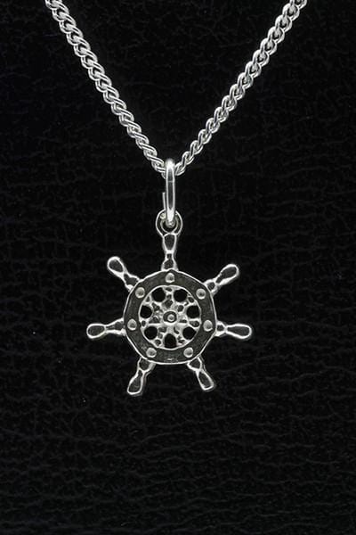 Zilveren Stuurrad ketting hanger