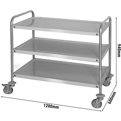 GGM Gastro Servierwagen - 1200x600mm - mit 3 Abstellflächen Zilver