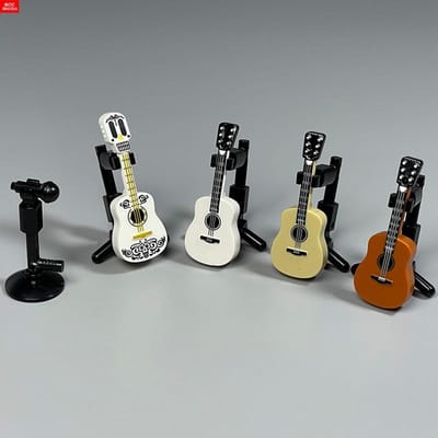 MOC Stenen Gitaarstandaard 4cm Figuur Muziekinstrumenten Bouwstenen DIY Poppen Speelgoed Ideaal Voor Kinderen Cadeaus