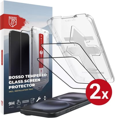 Rosso Screenprotector Geschikt voor iPhone 16 | 9H Tempered Glass | Beschermglas | Glasplaatje | Case Friendly | Installatietray | Geen luchtbellen & stof | Eenvoudige montage | 2-Pack