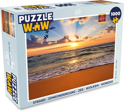 Puzzel Strand - Zonsondergang - Zee - Wolken - Horizon - Legpuzzel - Puzzel 1000 stukjes volwassenen