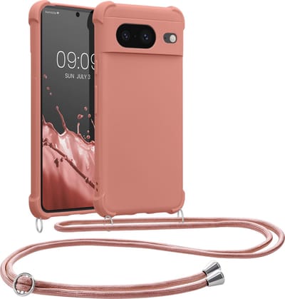 kwmobile telefoonhoesjegeschikt voor Google Pixel 8 - Hoesje van siliconen met telefoonkoord - In parelmoer
