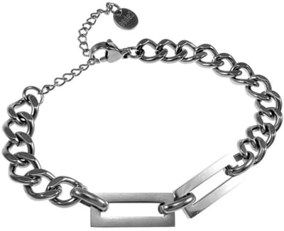 Armband Dames - Gepolijst RVS - Cubaanse Schakelsarmband met Rechthoekige Schakels - Verstelbaar 15cm tot 19cm
