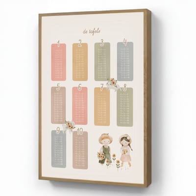 Wandlamp 70x100 cm - Oplaadbaar - Tafels van vermenigvuldiging - Educatief - Leren rekenen voor kinderen - Cijfers oefenen - Boerderij - Wandlampen binnen woonkamer - Slaapkamer lamp - Decoratieve nachtlamp - Vloerlamp draadloos