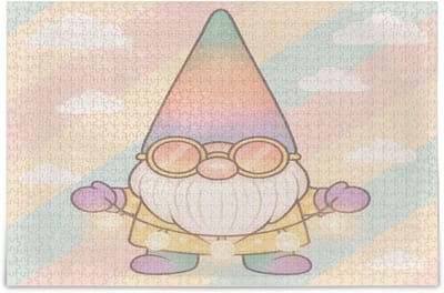 Kabouter Puzzel - Pastel Streep Puzzel - Ontspannend Tijdverdrijf - Duurzaam Hout Materiaal - 52 x 38 cm