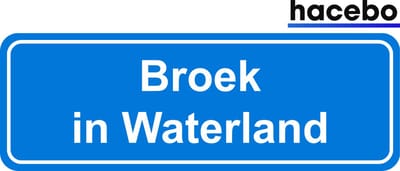 Hacebo - Plaatsnaam Sticker - 29x10 CM - Broek in Waterland sticker - Verkeersborden sticker - grappige cadeaus - Broek in Waterland