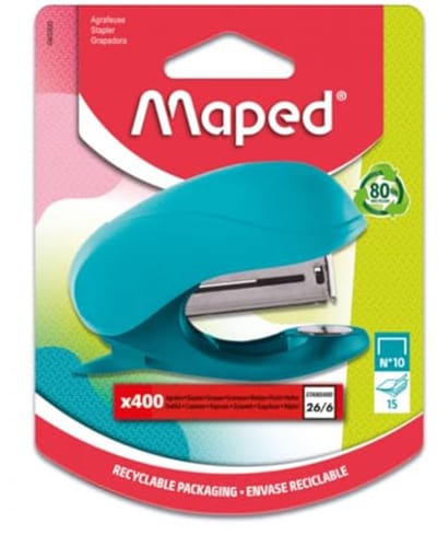Mini nietmachine met verwijderaar voor nietjes en 400 nietjes - random kleur