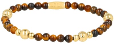 My Bendel - Edelstenen Armband met Goudkleurige Kralen • Tiger Eye • 4 Mm - met Luxe Cadeauverpakking | Sieraden Voor Dames