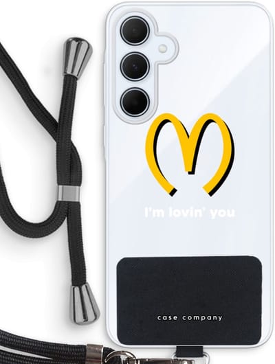 Case Company® - Hoesje met koord geschikt voor Samsung Galaxy A35 hoesje met Koord - I'm lovin' you - Telefoonhoesje met Zwart Koord - Bescherming aan alle Kanten en Over de Schermrand