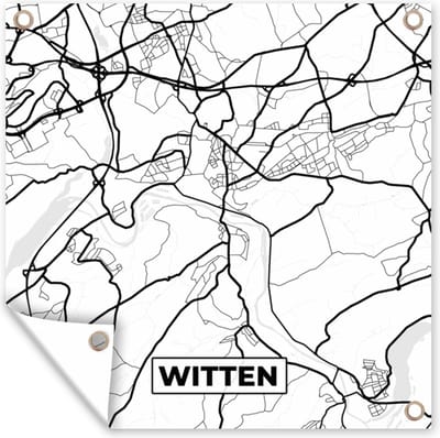 Tuin poster Plattegrond - Witten - Kaart - Stadskaart - 200x200 cm - Tuindoek