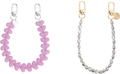 xoxo Wildhearts Telefoonkoorden Funky Hearts Charm Cord Roze + Pearlfection Kort – geschikt voor iPhone / Samsung
