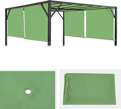 Dakbedekking voor Paviljoen - Paviljoendak Vervangend - Buiten Zonnen - Waterafvoerogen Geïntegreerd - 4 x 3 m - Groen