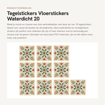 Dailygoods- Tegelstickers 10 Stuks - 20 cm x 20 cm - Waterdicht - Verwijderbaar - PVC - Geschikt voor Keuken/Badkamer - Vloerstickers