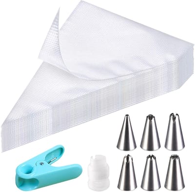 Dailygoods - Wegwerp dopsleutels - Decoreren - Complete bakset - 100 stuks - Spuitzakken - Taarten en cupcakes - Inclusief spuitmondjes
