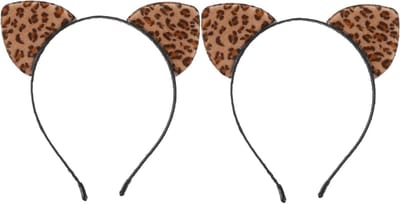 2 Stuks Kattenoren Haarbanden voor Cosplay en Halloween - Leopard Oren Hoofdbanden voor Dames, Feestkostuum Accessoires