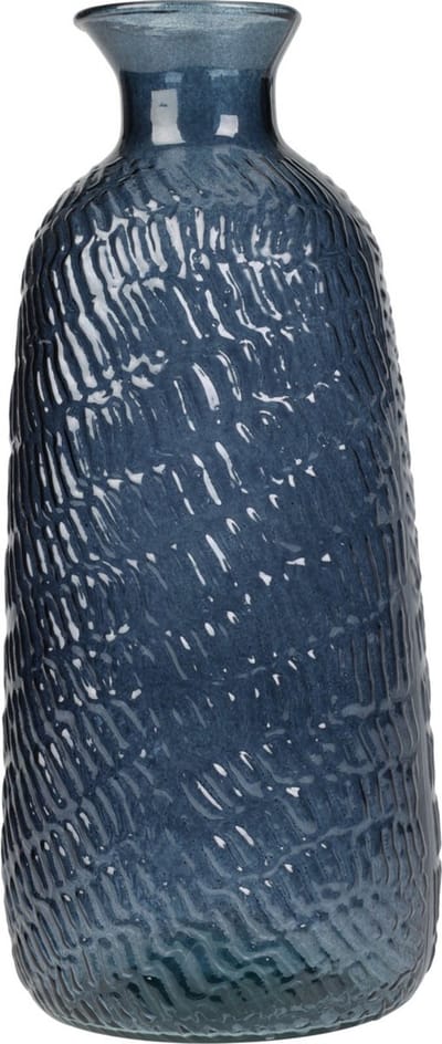 H&S Collection Bloemenvaas Livorno - Gerecycled glas - blauw transparant - D13 x H31 cm