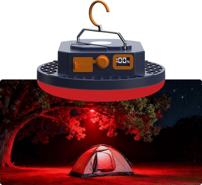 SnelShoppen - Rood Licht Insect-Proof Camping Lamp 10000mAh Oplaadbare 3000LM Tent Licht 6500K 24 Uur Speeltijd Outdoor Vissen Lantaarn voor Buitenact