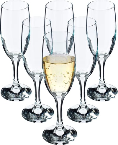 KADAX Wijnglazen, vaatwasmachinebestendige wijnkelk, hoogwaardige en elegante glazenset voor rode en witte wijn, kelkglazen voor het serveren van wijn en champagne (6 x 190 ml, voor champagne)