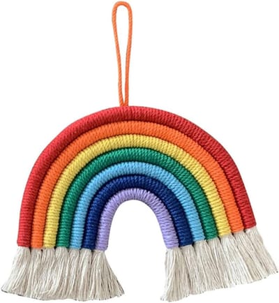 Handgeweven Regenboog Wanddecoratie voor Kinderen, Macramé Wandhanger voor Meisjeskamer en Speelruimte