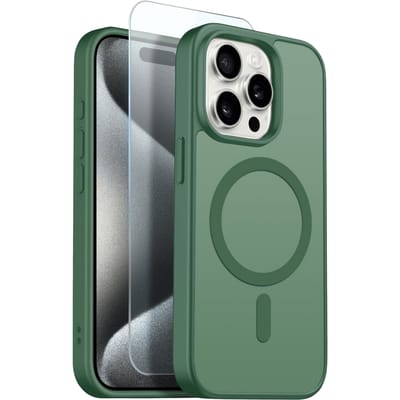 Northjo 2-in-1 iPhone 15 Pro Hoesje – Shockproof, MagSafe + Screenprotector Groen