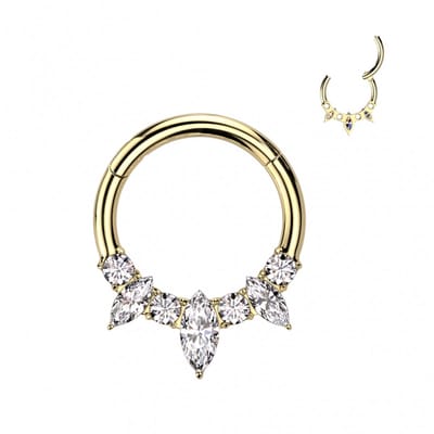 Piercing titanium marquise ring steentjes 1.2x8 - goud - LMPiercings