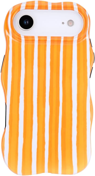 Casemania Hoesje Geschikt voor Apple iPhone Air - Wave Edge Back Cover - Oranje - Golvend Telefoonhoes met Shockproof Bescherming