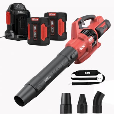 DCK Accu Bladblazer 58V Bladbeheer Actiebundel - Incl. 2x 5.0Ah Accu + 8A Snellader + Mondstukken + Schouderriem