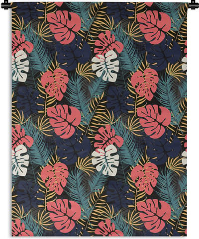 Wandkleed - Wanddoek - Flora - Goud - Patronen - Hawaii - Tropisch - 150x200 cm - Wandtapijt