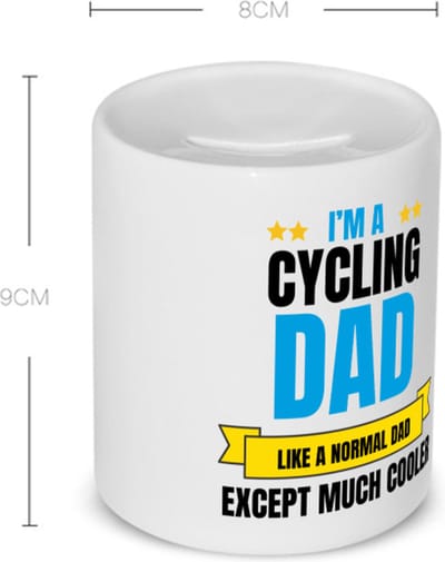 Akyol - i'm a cycling dad Spaarpot - Vader - papa - vaderdag cadeautjes - verjaardagscadeau - gift - kado - 350 ML inhoud
