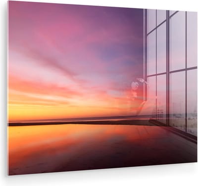 MuchoWow® Glasschilderij 160x120 cm - Schilderij acrylglas - Zee - Kleuren - Zon - Foto op glas - Muurdecoratie woonkamer - Wanddecoratie slaapkamer - Schilderijen