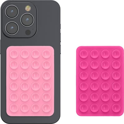 kwmobile 2x silicone zuignap telefoonhouder universeel - Zelfklevende telefoon houder - 5,5 x 8 cm - Geschikt voor iPhone en Android in lichtroze / poederroze