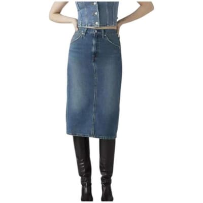 Levi's High Rise Back Slit Skirt Maat: W28 | Midi Rokken Outlet | Dames | Blauw