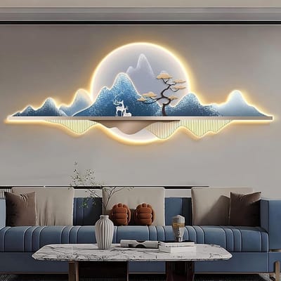 LED Wandkunst - Decoratie Sculptuur - Woonkamer Sfeer - Gelaagd 3D Ontwerp - Niet gespecificeerd - Blauw