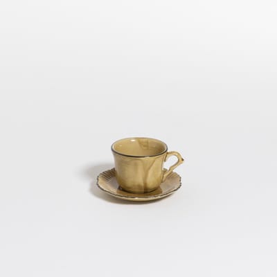 The Table | Attic Espresso Kop en Schotel - Honey - Geel - handgemaakt espressokopje - 45 ml