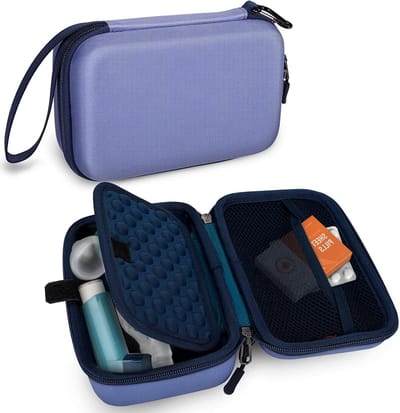 Hard Protective Case voor Astma Inhaler, Schokbestendige Tas met Clip en Handvat, Lavendel Paars, Mode Accessoire
