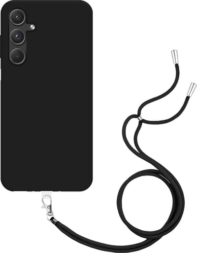 Just in Case hoesje met koord geschikt voor Samsung Galaxy A55 Hoesje met Koord - Flexibele Case - Zwart