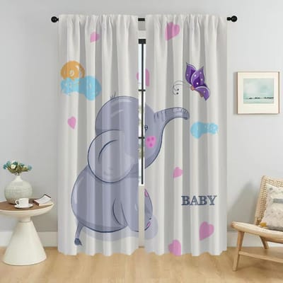 Elegante Kamergordijnen 2 Stuks Olifant Cartoon Halloween Decoratie Scheidingsgordijn Verduisterend Gordijn voor Kamer 2 Paneel Shades Woonkamer W50xH70cmx2pcs-CL gray