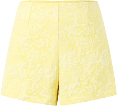 Elegante Geweven Vrouwen Shorts met Bloemenprint - Geel - Maat S